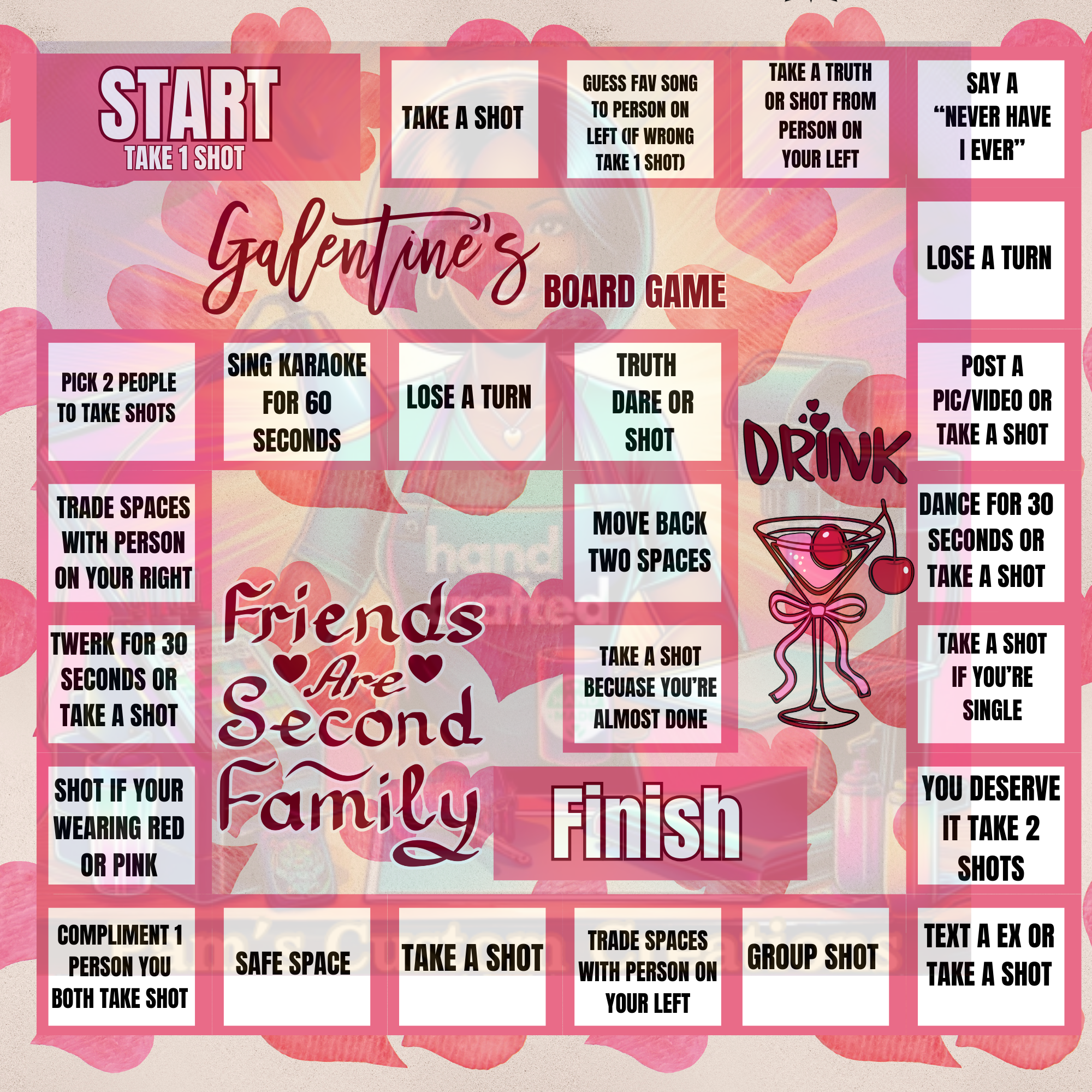 Spicy Custom Game Board – Couples & Galentine’s Edition