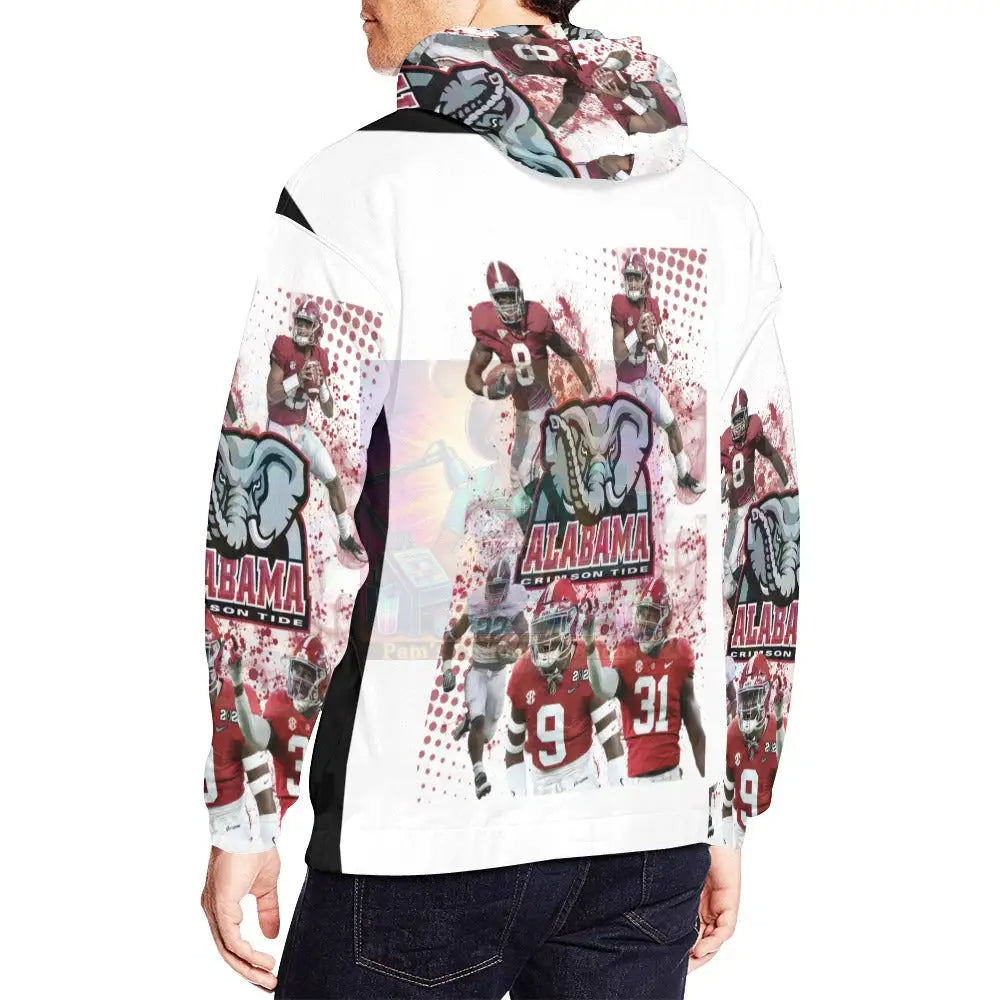 Alabama All Over White Print Hoodie For Men (H13)