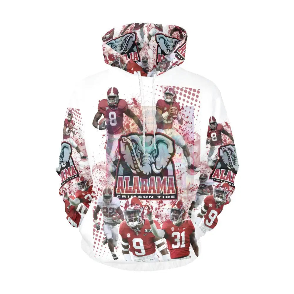Alabama All Over White Print Hoodie For Men (H13)