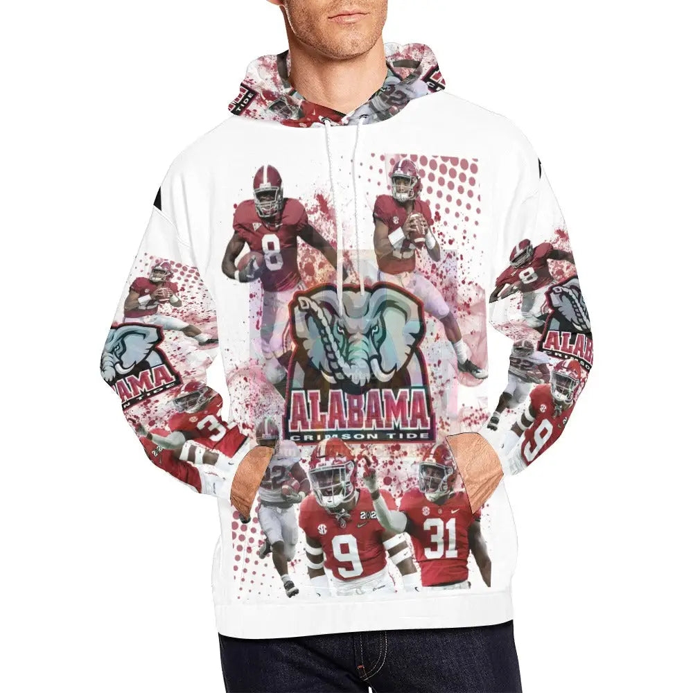 Alabama All Over White Print Hoodie For Men (H13)