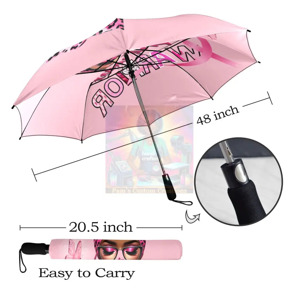Breast Cancer Semi-Automatic Foldable Umbrella (U12)