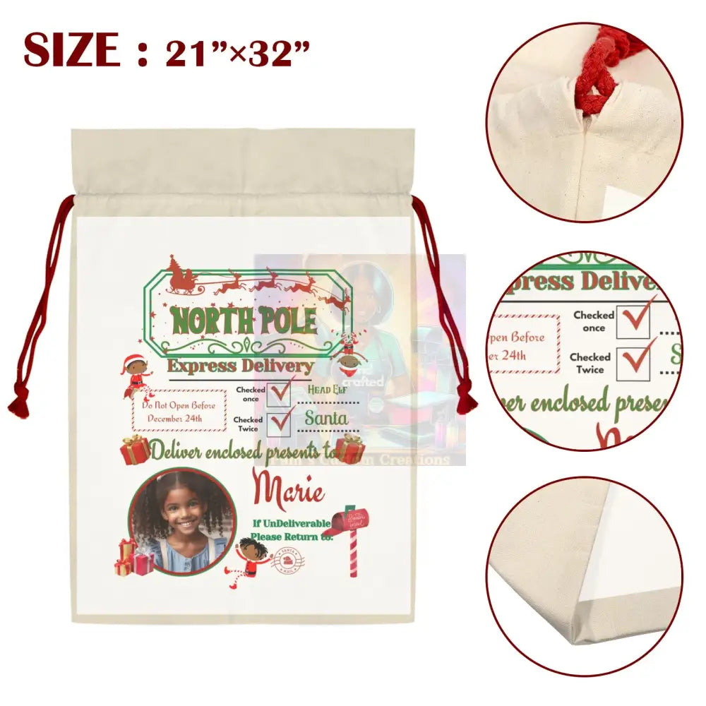 Christmas Sack Santa Claus Drawstring Bag 21’’X32’’ (One-Sided Printing) (One-Side)