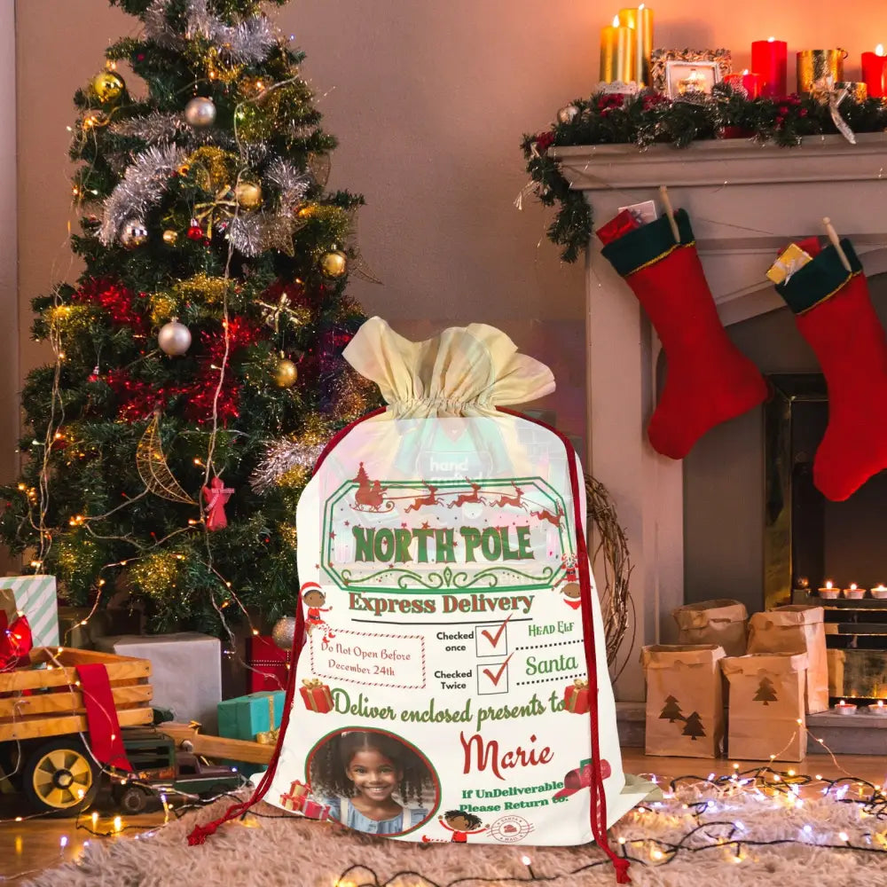 Christmas Sack Santa Claus Drawstring Bag 21’’X32’’ (One-Sided Printing) (One-Side)