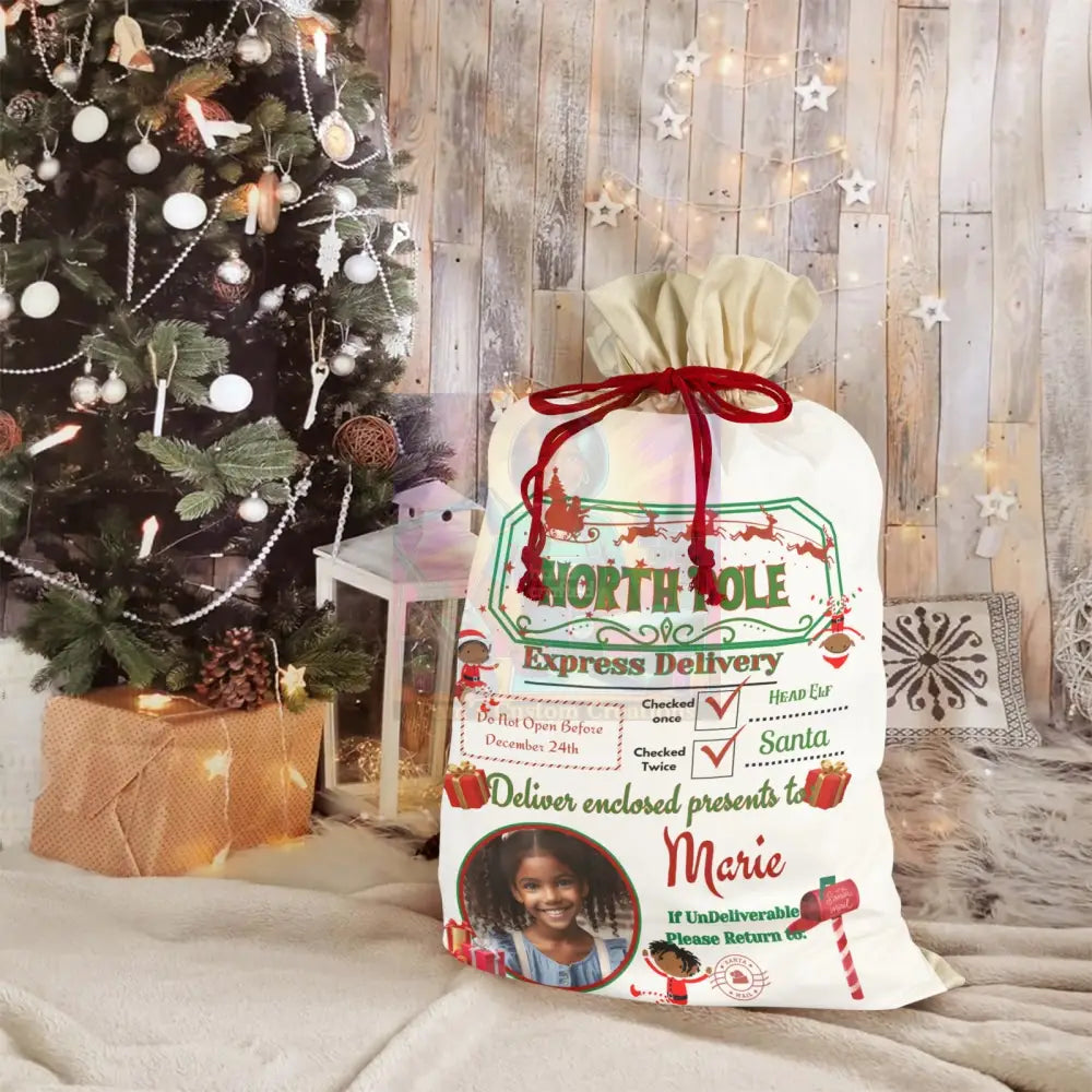Christmas Sack Santa Claus Drawstring Bag 21’’X32’’ (One-Sided Printing) (One-Side)