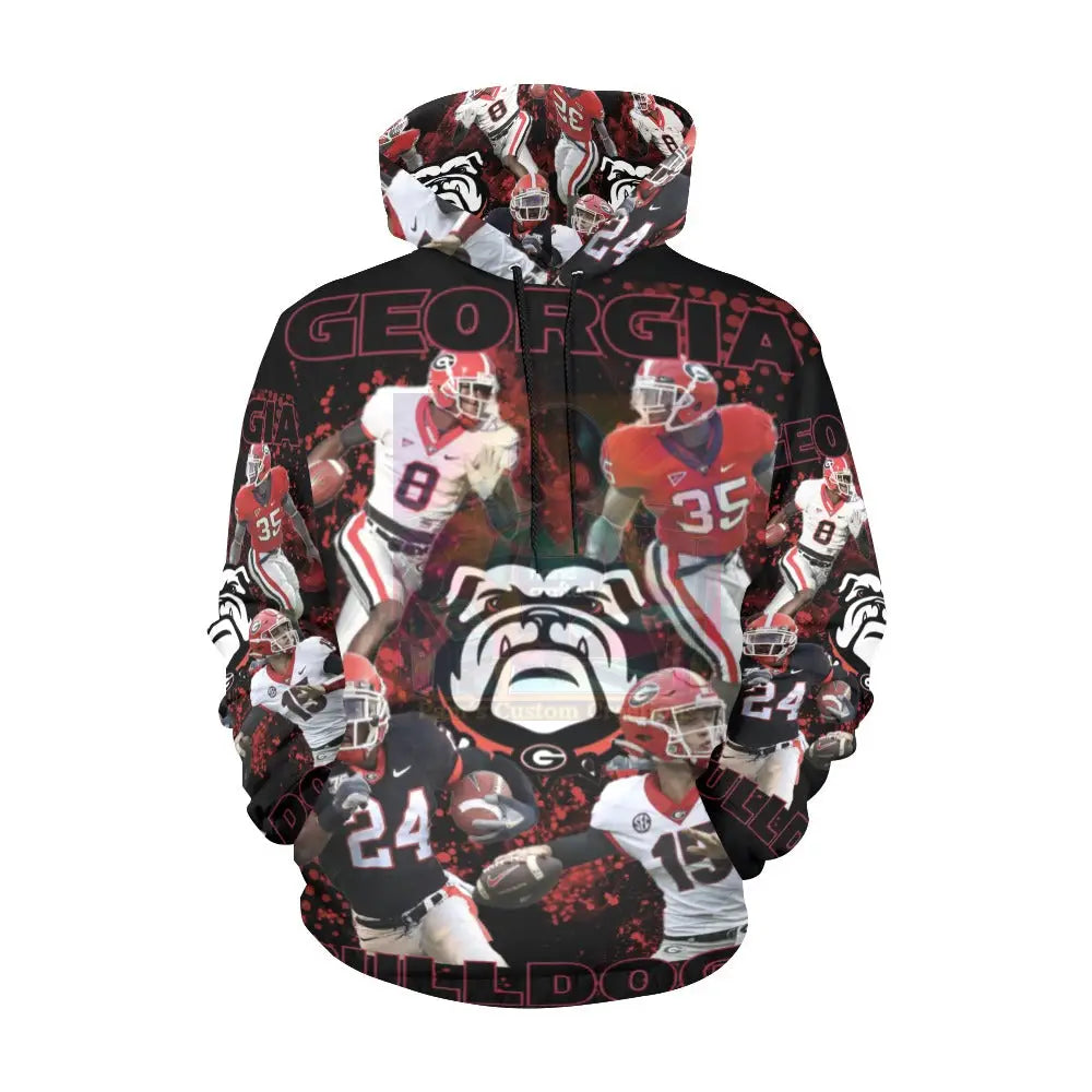 Georgia All Over Black Print Hoodie For Men (Usa Size) (H13)