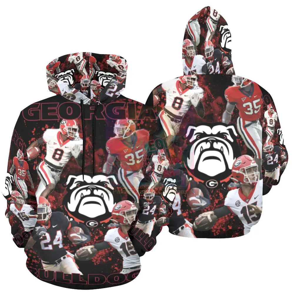 Georgia All Over Black Print Hoodie For Men (Usa Size) (H13)