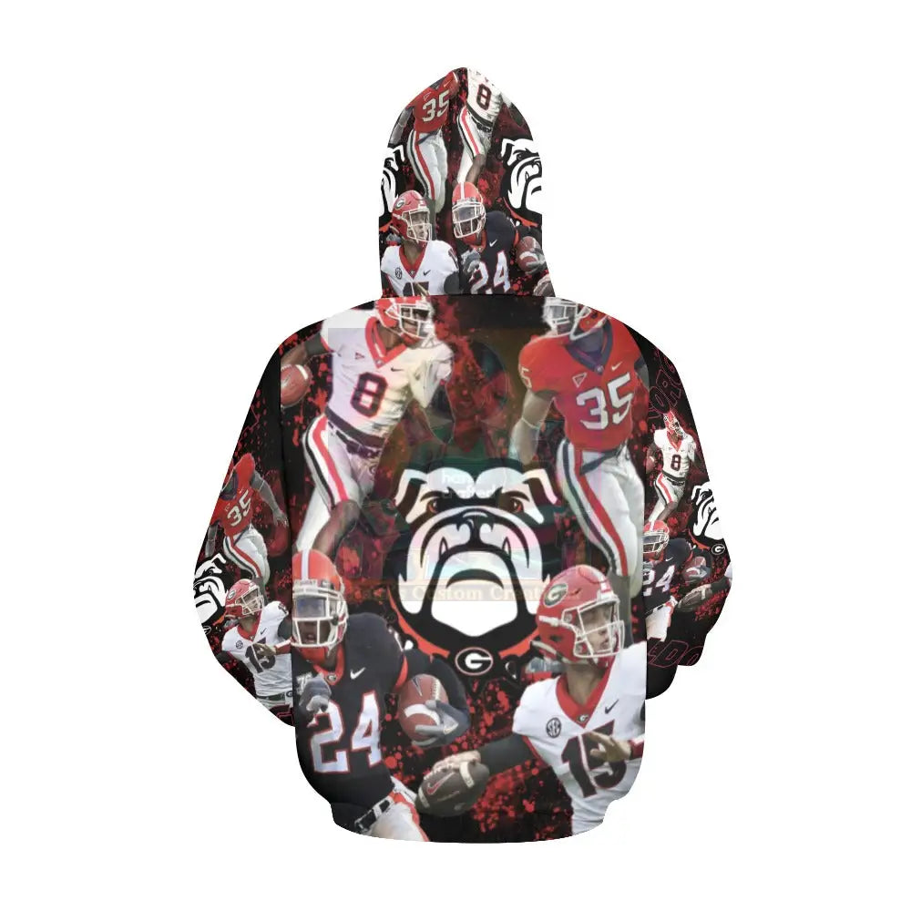 Georgia All Over Black Print Hoodie For Men (Usa Size) (H13)