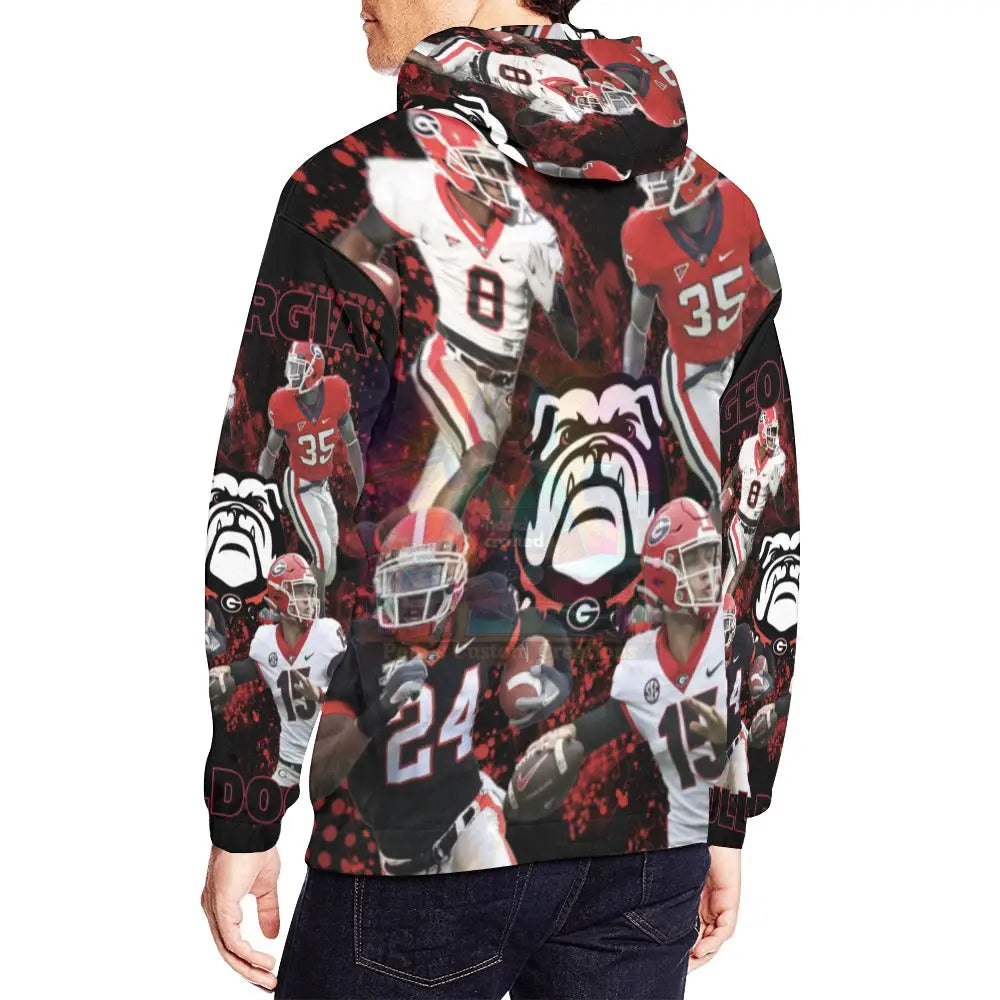 Georgia All Over Black Print Hoodie For Men (Usa Size) (H13)