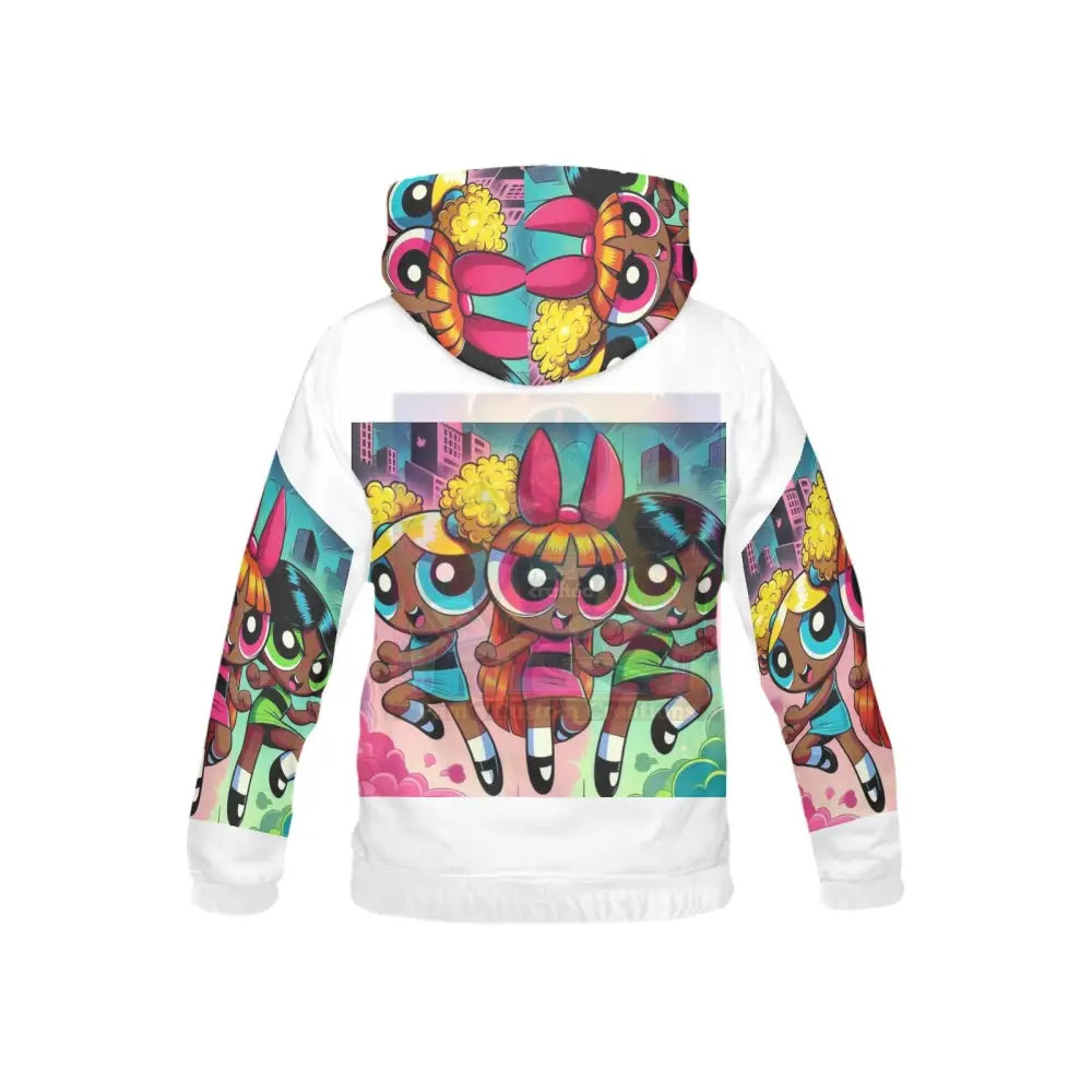 Powerpuff Girls White All Over Print Hoodie For Kid (Usa Size) (Model H13) (H13)